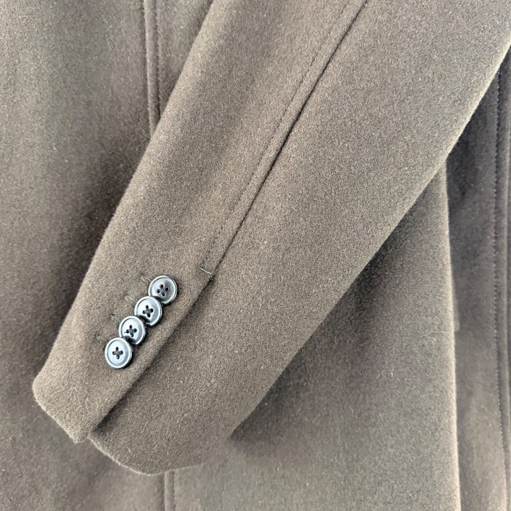 Zara Man Large Dark Academia Green Overcoat Quiet Luxury Wool Blend Coat - Picture 15 of 16
